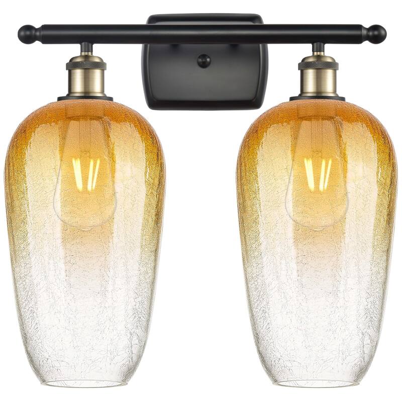 Innovations Lighting Endless Possibilities Ballston - Brookhaven Flute - 2 Light 17" Bath Vanity Light - Black Antique Brass/Amber