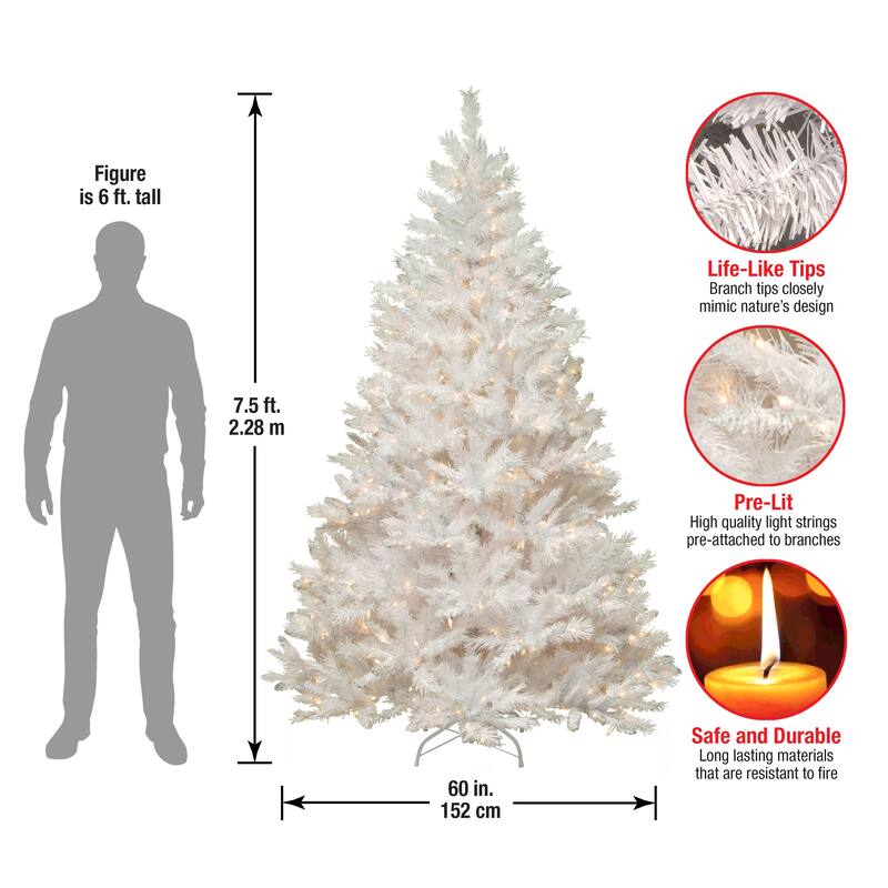 National Tree Company 7.5 ft. Winchester White Pine Tree with Clear Lights - 7.5 Foot