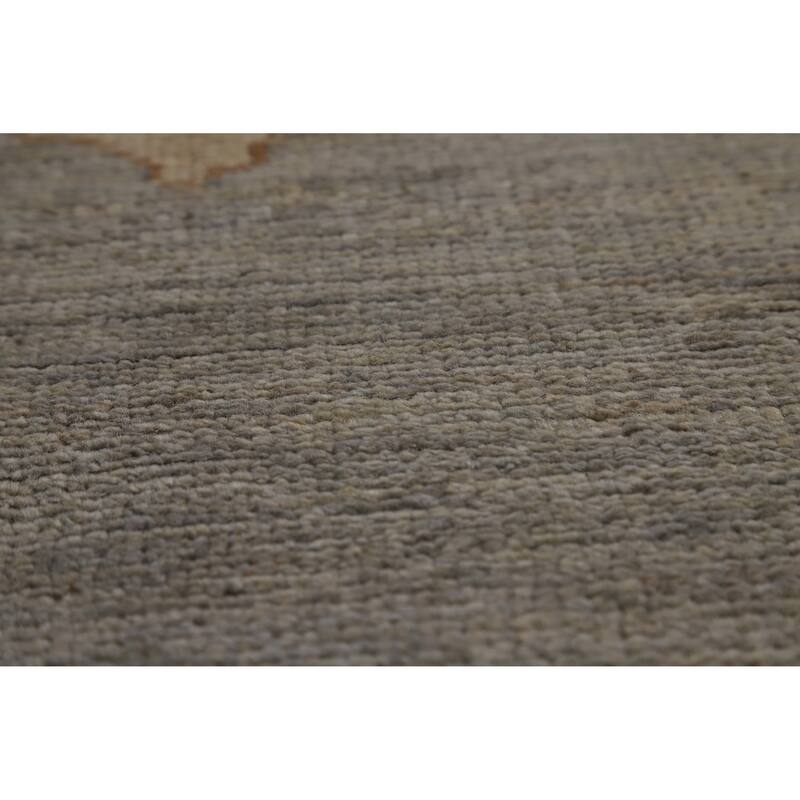 Hand Knotted Oriental 100% Wool Carpet Transitional All-Over Greys & Charcoal Oushak Area Rug - 12' 2'' X 9' 5''