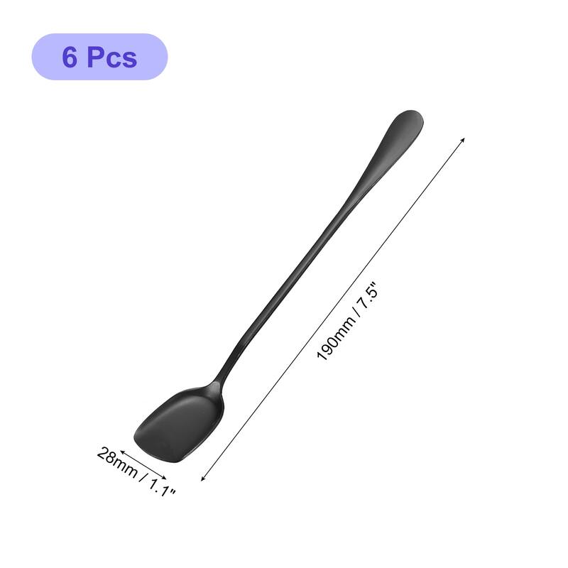 6 Pack Stainless Steel Ice Cream Spoons, 7.5-Inch Yogurt Spoons - Drak Grey