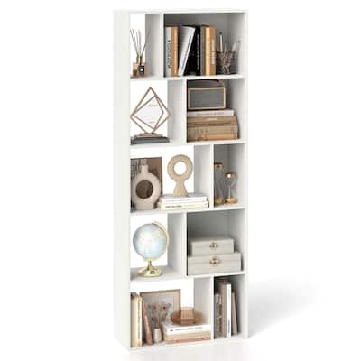 Costway 1/2 PCS 63" Tall Floor Standing Open Bookshelf with 10 Cubbies
