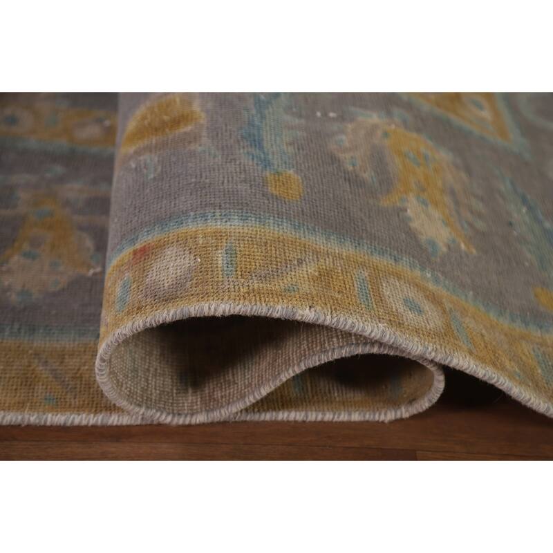 Hand Knotted Oriental 100% Wool Carpet Traditional Floral Greys & Charcoal Tabriz Area Rug - 12' 8'' X 9' 3''