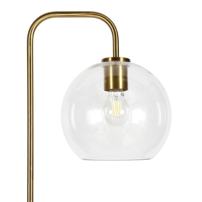 HomeRoots 62" Brass Arched Floor Lamp With Clear Transparent Glass Globe Shade - 62" Tall