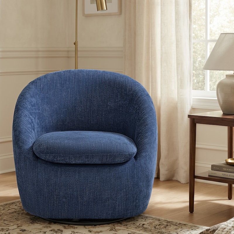 360° Swivel Chenille Upholstered Barrel Accent Chair Armchair - 30.3"W x 28.7"D x 29.5"H