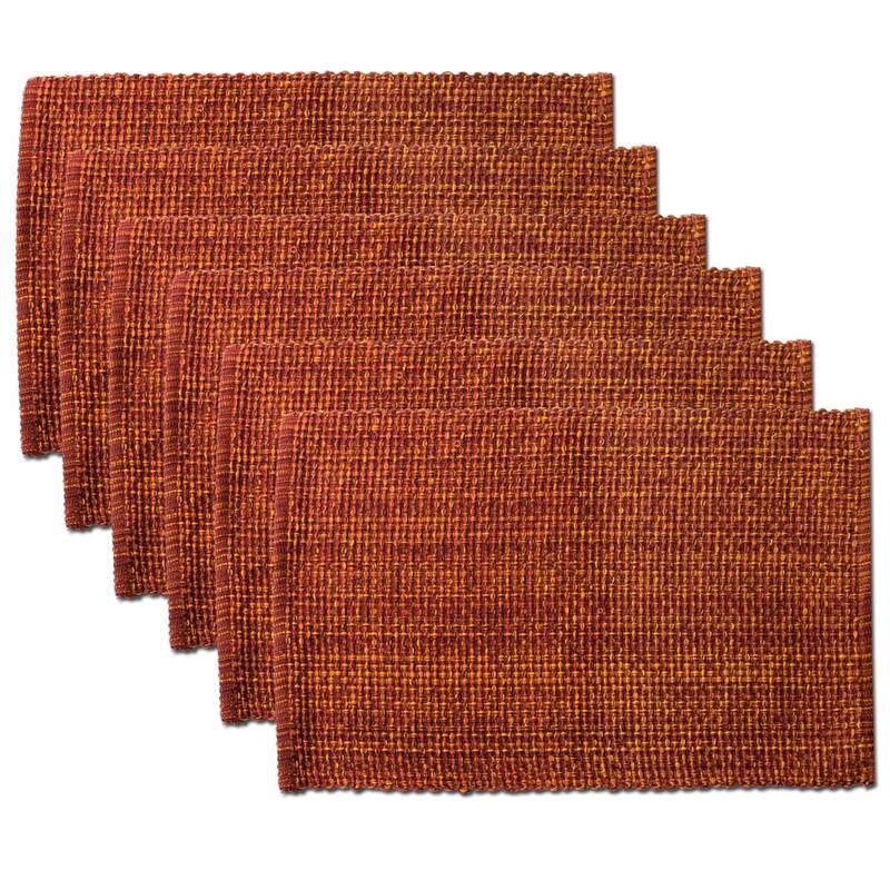 Sweet Home Collection Two Tone Cotton Woven 13x19 Placemat Sets Rust (Set of 2, 4, or 6) - Set of 6