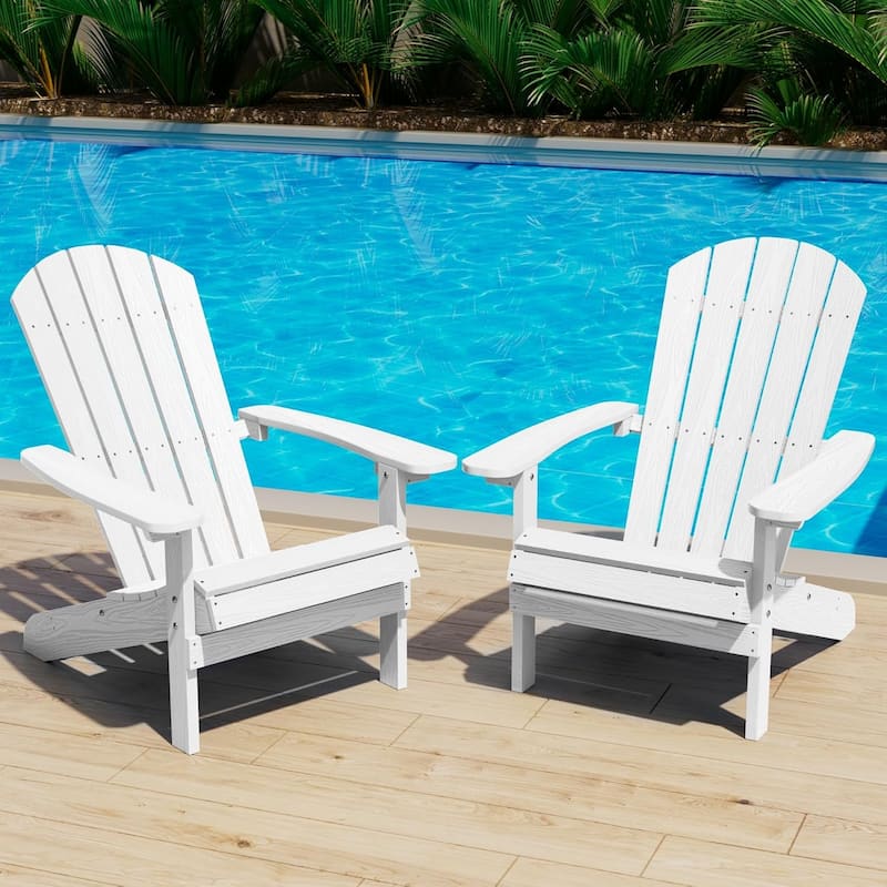 WINSOON All Weather HIPS Outdoor Plastic Adirondack Chairs Set of 2 - White