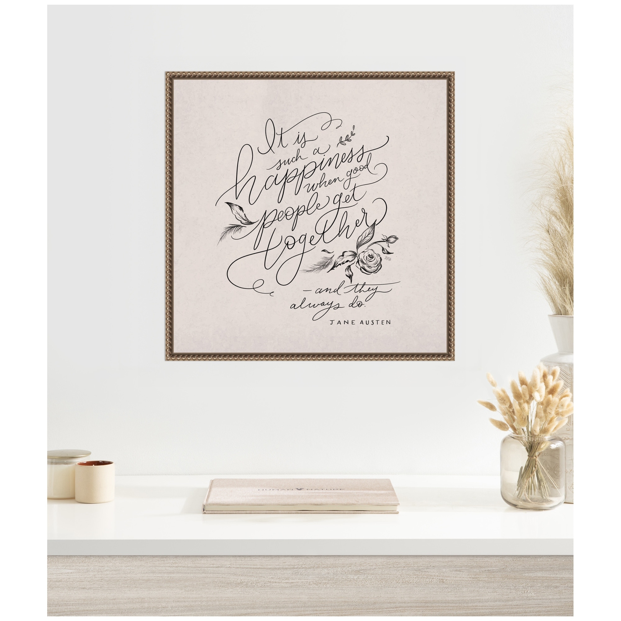 Kate and Laurel When Good People Get Together Jane Austen by Valerie McKeehan of Lily and Val Framed Canvas Wall Art Print