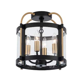 Artcraft Bonita - 4-Light Flush Mount - Black/Brushed Brass