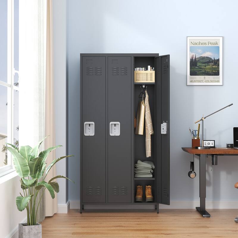 3 Door 72"H Metal Lockers With Lock