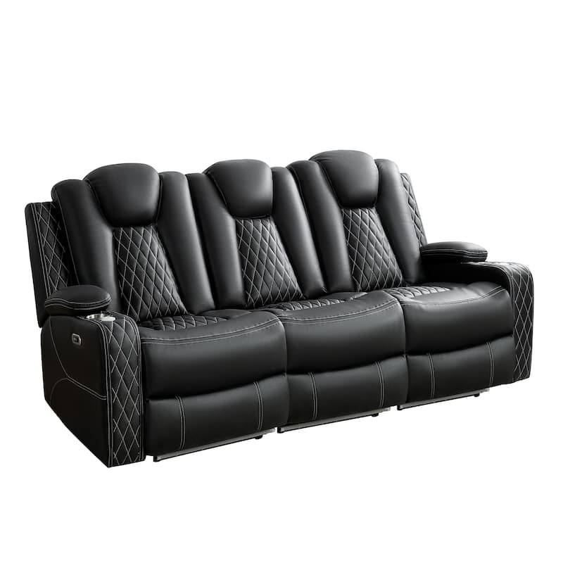 Premium Air Leather Home Theater Loveseat with LED Lights, Recliner with Built-in Speakers & Wireless Charging