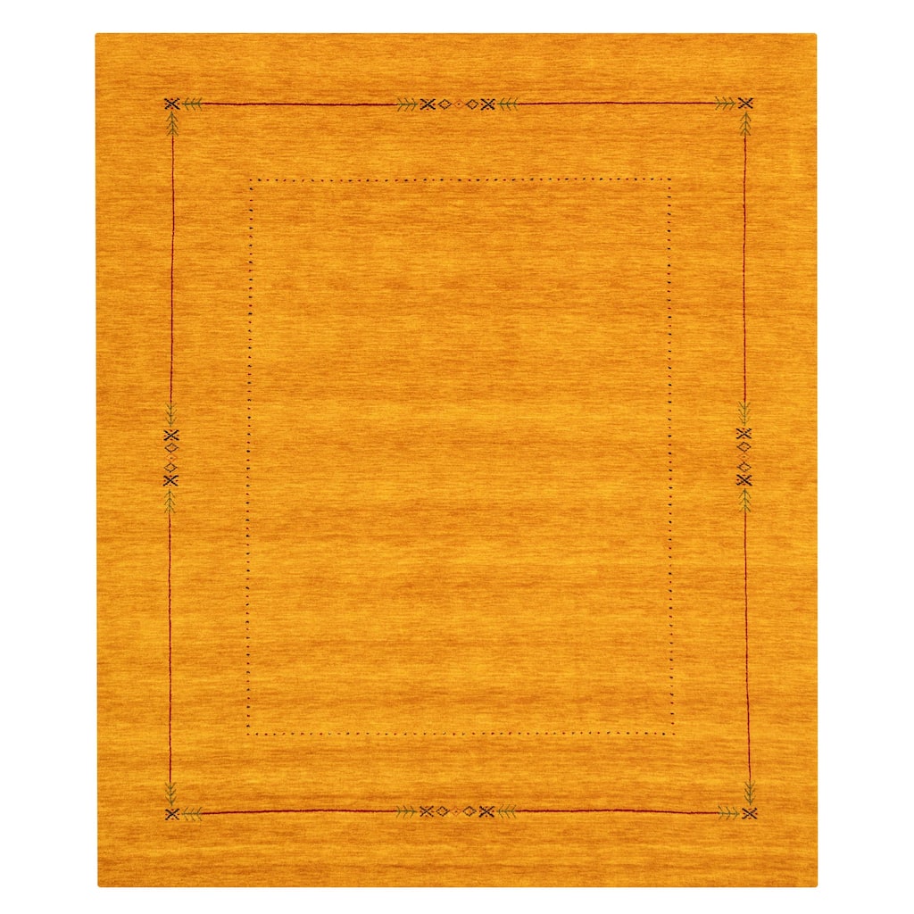 ECARPETGALLERY Hand Loomed Kashkuli Gabbeh Dark Gold Wool Rug - 8'3 x 9'9