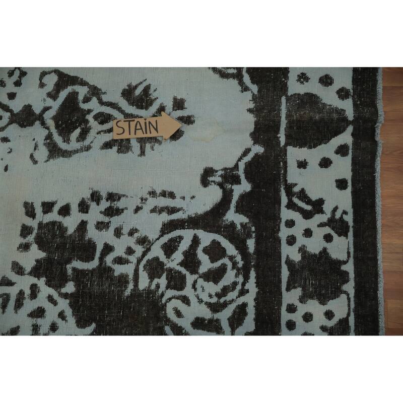 Hand Knotted Oriental 100% Wool Carpet Traditional Floral Greys & Charcoal Tabriz Area Rug - 12' 5'' X 9' 4''