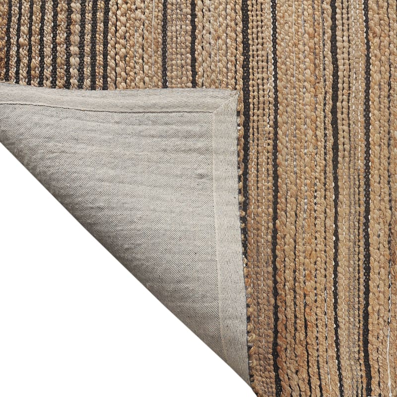 Sevita Organic Jute Striped Area Rug, Tan and Black