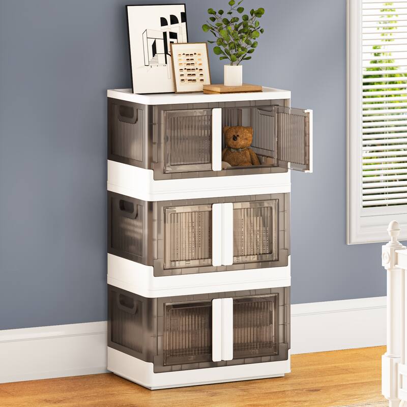 Moasis Plastic Storage Closet Stackable Side Opening Collapsible