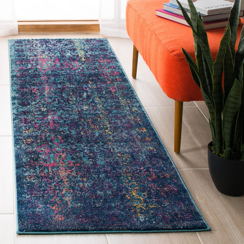 SAFAVIEH Granada Bairbre Distressed Vintage Boho Oriental Rug - 2'2" x 7' Runner - Blue/Multi