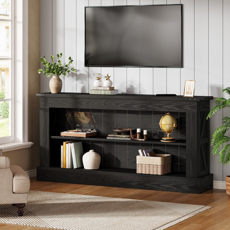 63 Inch Long Console Table with 3 Tiers Storage Shelves for Entryway - 11.81"D x 63"W x 33.3"H