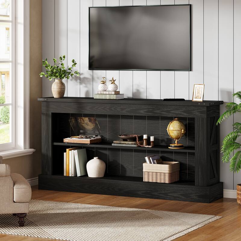 63-Inch Long Console Table with Shelf, 3 Tier Modern Entryway Table