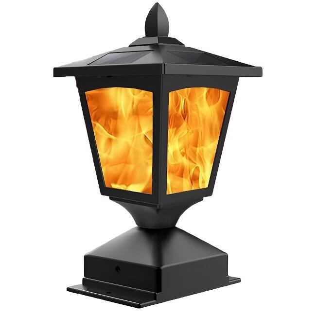 Solar Post Cap Lights for 4x4 Fence Flickering Flame LED Outdoor Waterproof Garden Pathway - N/A - 1 Light