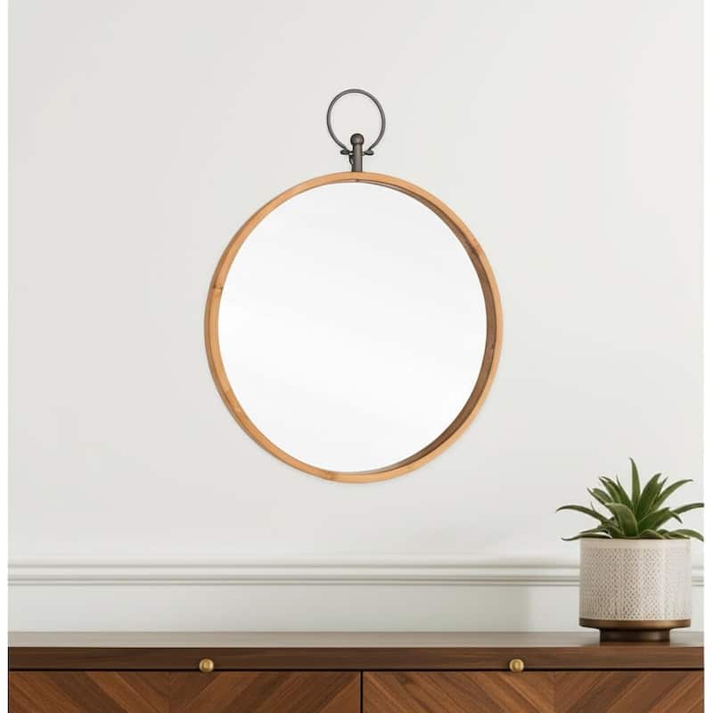HomeRoots 30" Bronze Round Metal Framed Accent Mirror - 24.00 in. x 30.00 in. x 2.00 in. - 24.00 in. x 30.00 in.  x 2.00 in.