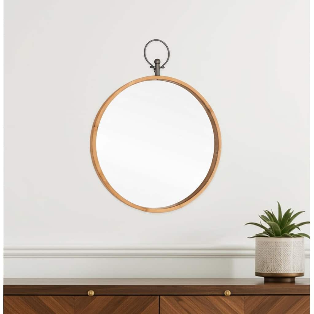HomeRoots 30" Bronze Round Metal Framed Accent Mirror - 24.00 in. x 30.00 in. x 2.00 in.