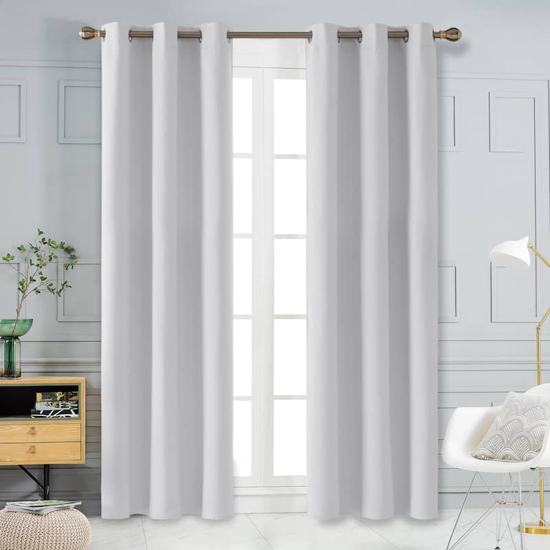 Deconovo Insulated 42 Width Curtain Panel Pair (2 Panel) - W42 x L90 Inch - Light Greyish White