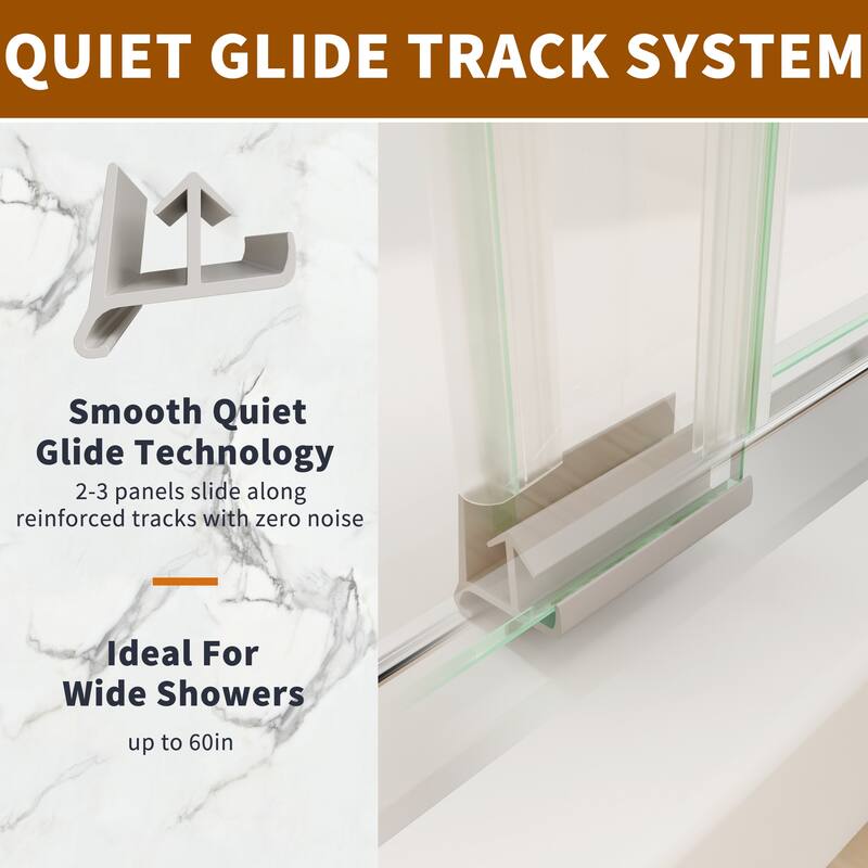 Modland 56-60"x70'' Adjustable Double Sliding Shower Door, 1/4" ANSI Glass with Nano Coating, Framed Bypass Enclosure