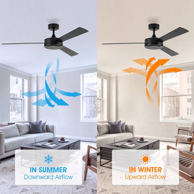52" Industrial Black Wooden 3-blade Indoor Ceiling Fan with Remote