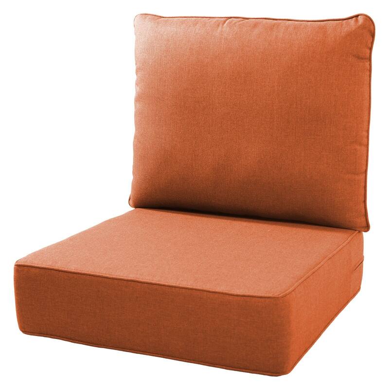 Gymojoy 24"x22"x6" Patio Thick Cushions & Pillows Set - Deep Seat Indoor/Outdoor Water & Fade Resistant - One Set - Orange