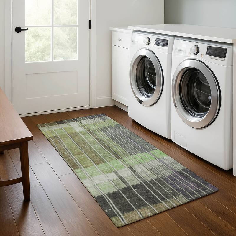 Premium Washable Super Soft Global Stripes Mayfield Rug - Aloe - 2'3" x 7'6"