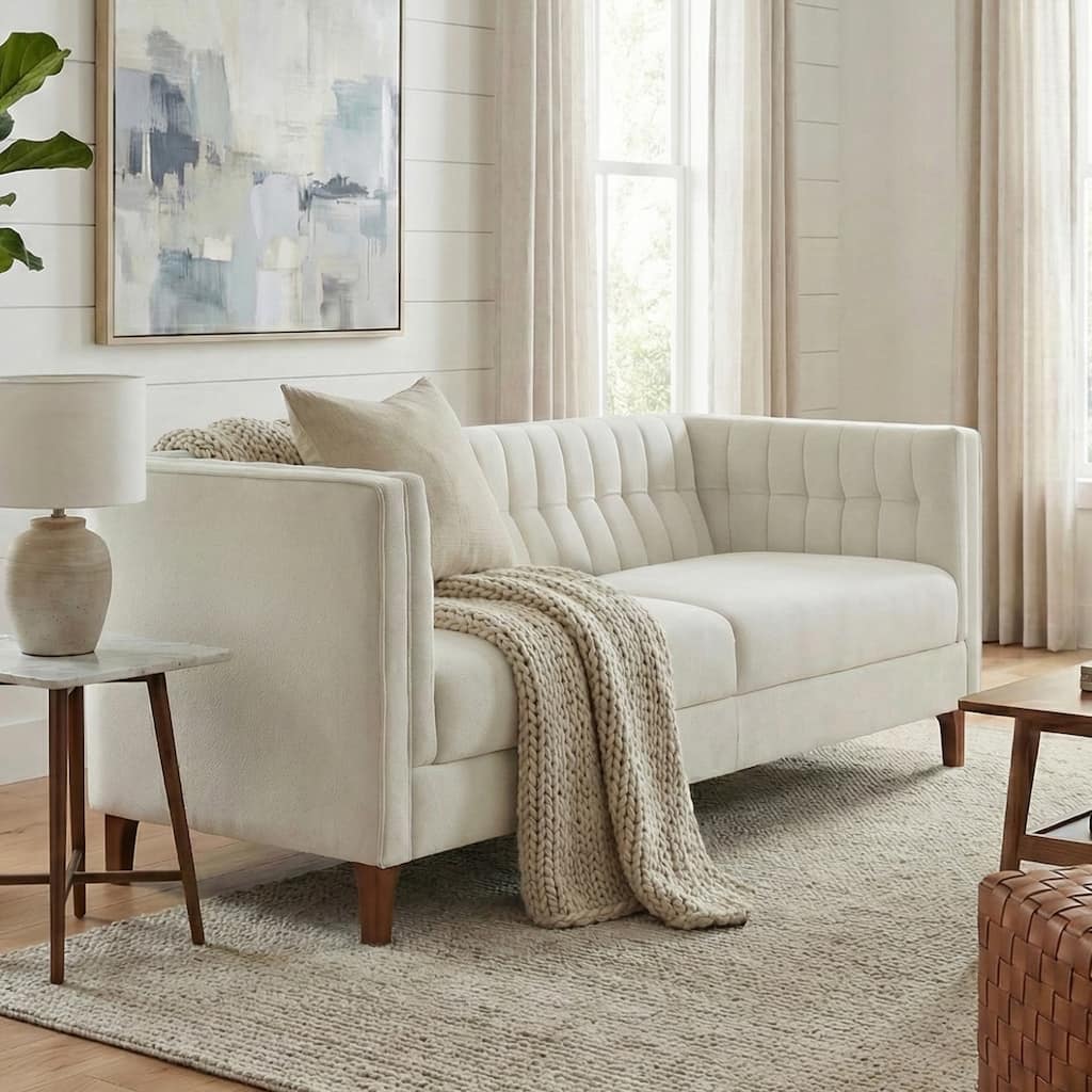 Christopher Knight Home - American Design 76" Upholstered 3-Seater Sofa with Channel Tufted Back