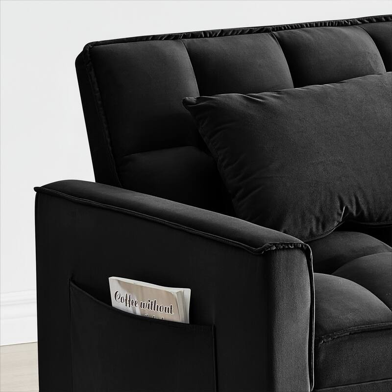 Convertible Sofa Bed with Adjustable Back and Wheel