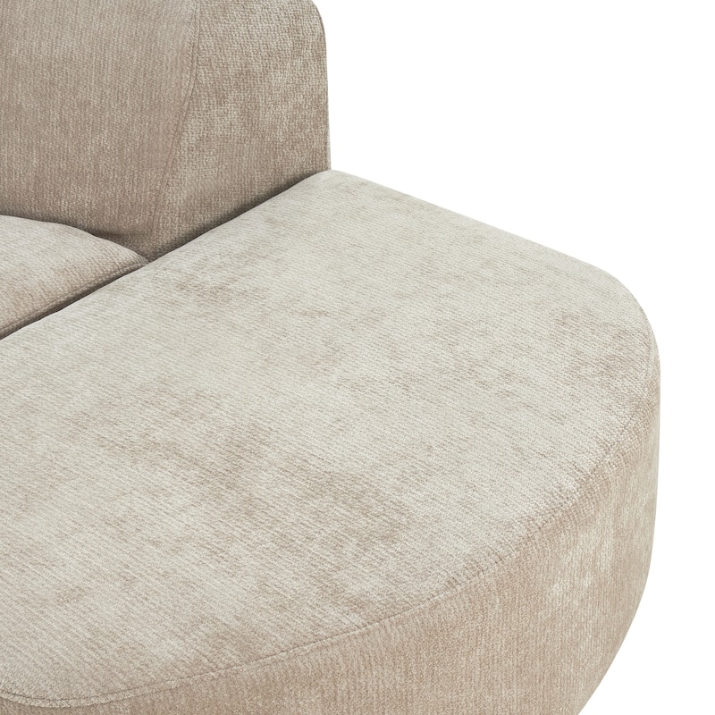 Christopher Knight Home - Modern Upholstered Curved Sectional Sofa with Deep Seat Ottoman