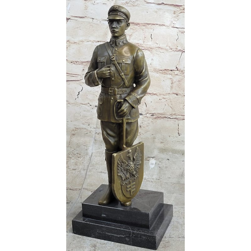 Russian Emperor Guard With Eagle Symbol Bronze Sculpture Art Deco Marble Figure