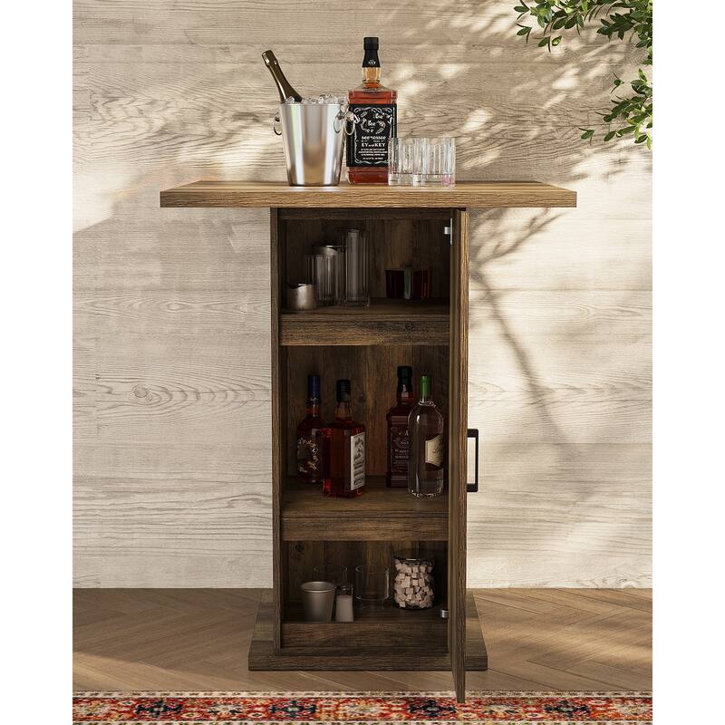 Brown 4-Tier High Bar Table, Vintage Square 39.37" High Pub Table