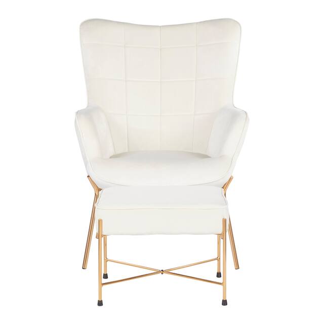 Izzy Modern Lounge Chair - N/A - Cream Velvet/Gold