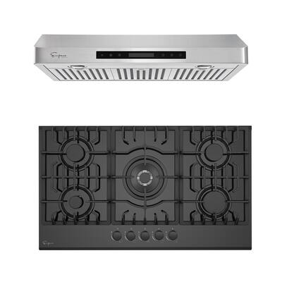 2 Piece Kitchen Appliances Packages Including 30" Gas Cooktop and 36" Under Cabinet Range Hood