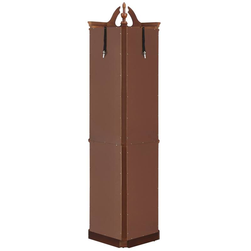 5-Tier Walnut Corner Curio Display Cabinet with Mirrored Back Adjustable Glass Shelves,Internal Lighting (Bulb Not Included)