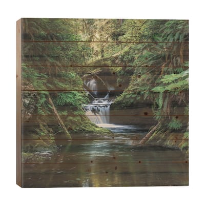 The Grace In A Waterfalls Print On Wood by Louis Ruth - Multi-Color