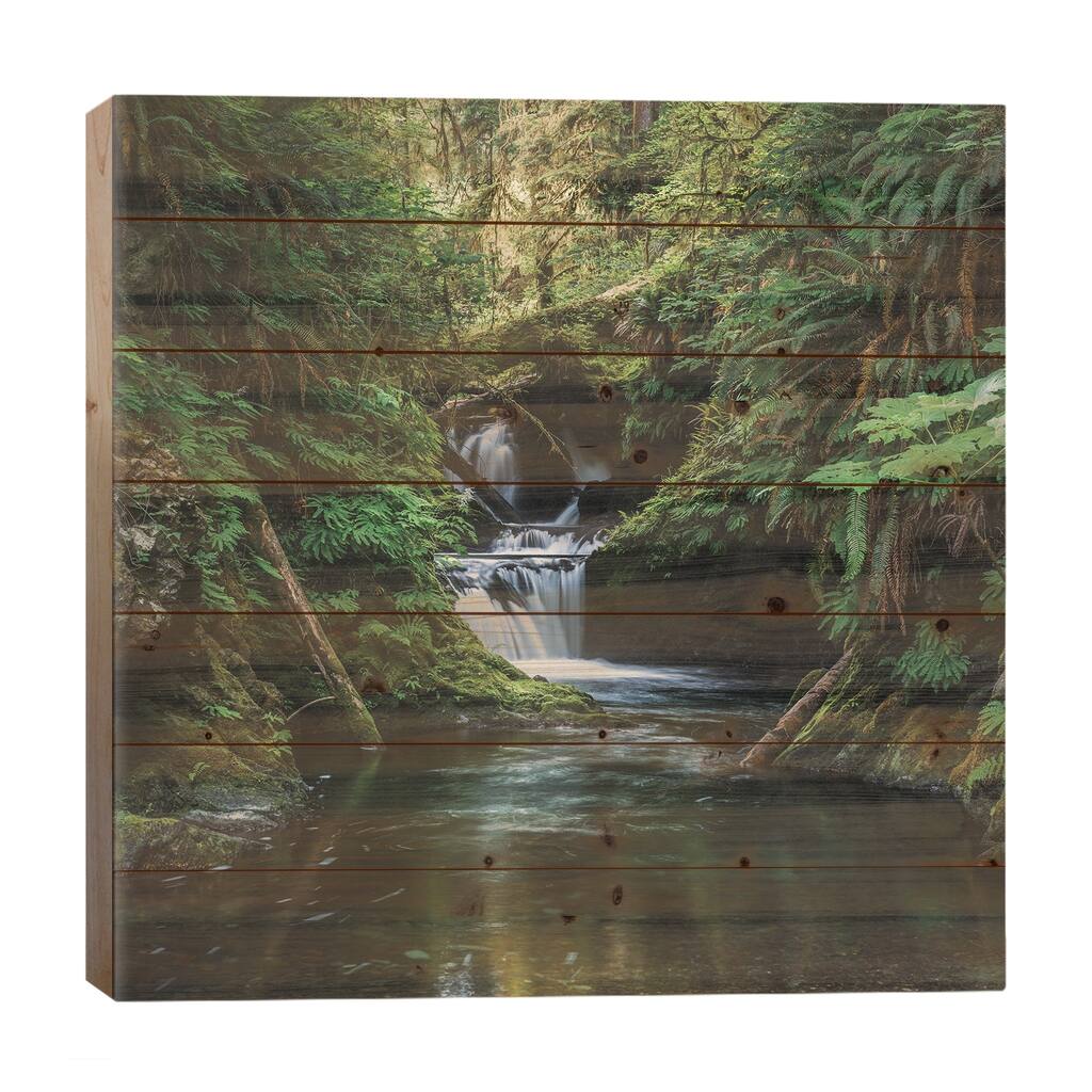 The Grace In A Waterfalls Print On Wood by Louis Ruth - Multi-Color
