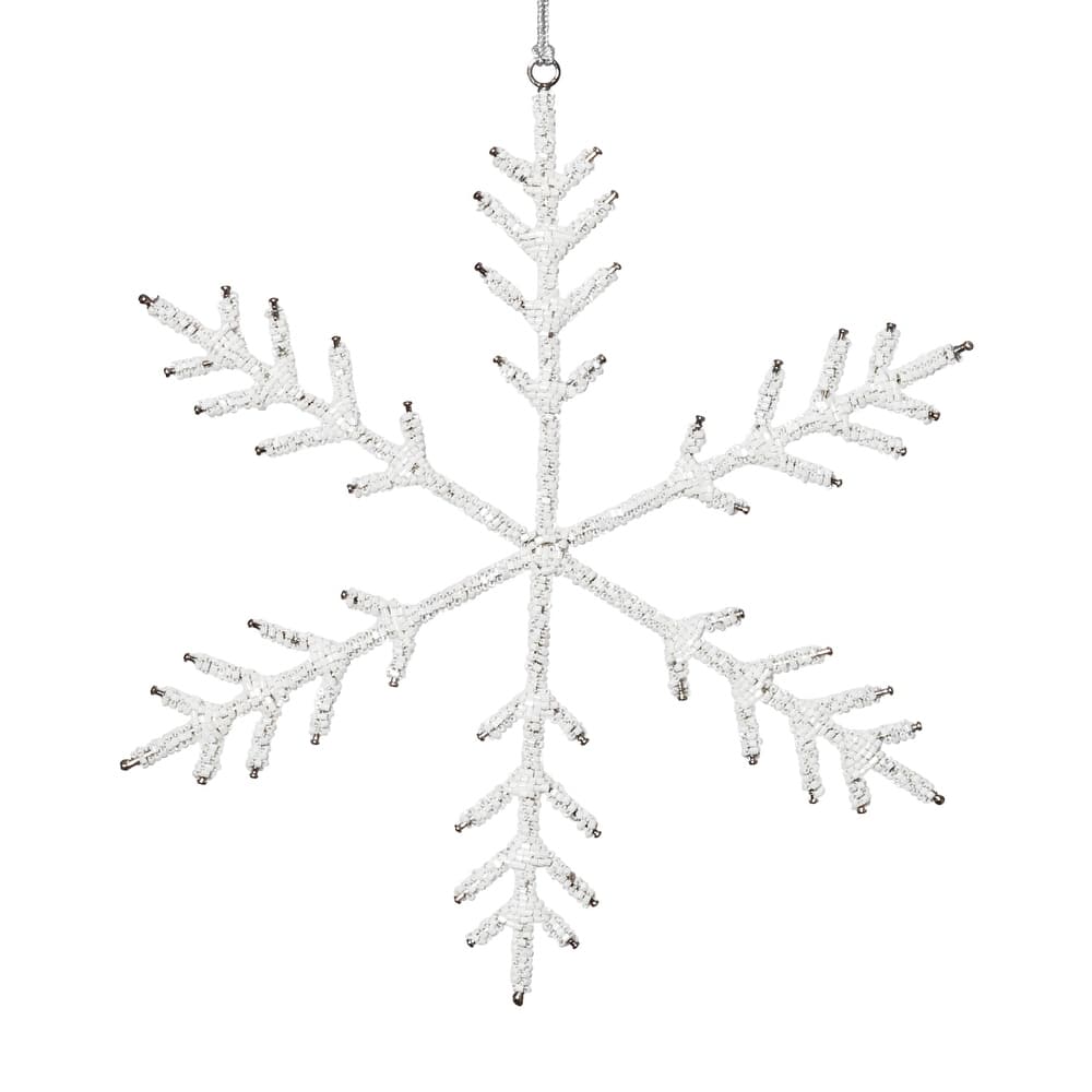 Beaded Snowflake Christmas Hanging Décor Ornaments, Set of 12, 10"