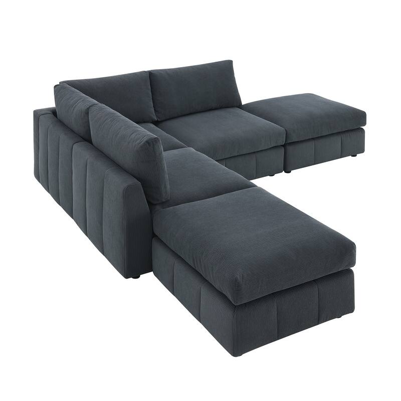 93"Modern Sectional Sofa with Vertical Stripes