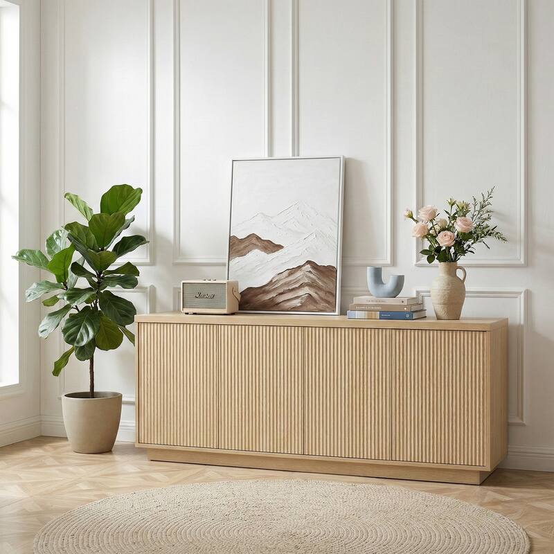 Mid-Century Modern 4-Door Storage Sideboard Cabinet