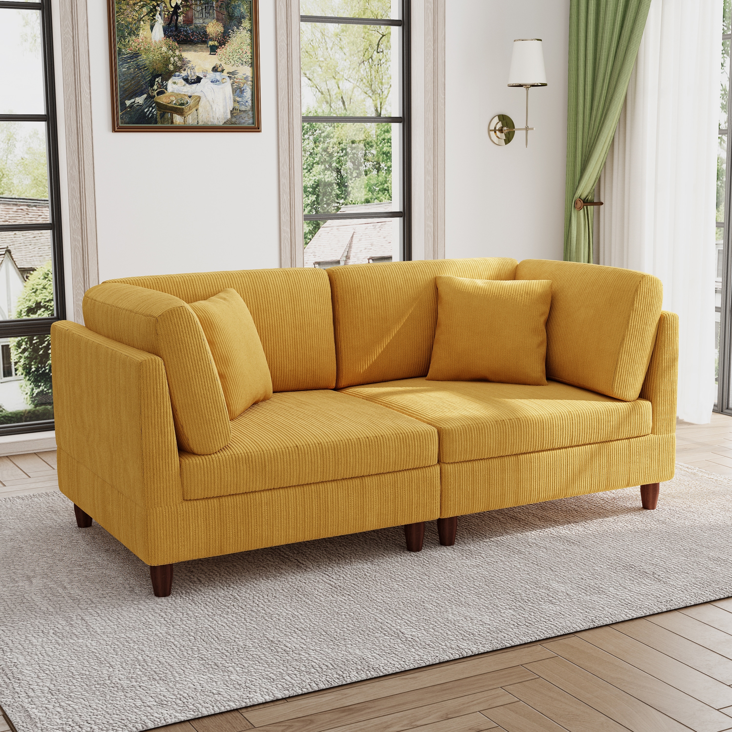 Modern Oversized Modular Corduroy Sectional Sofa Set