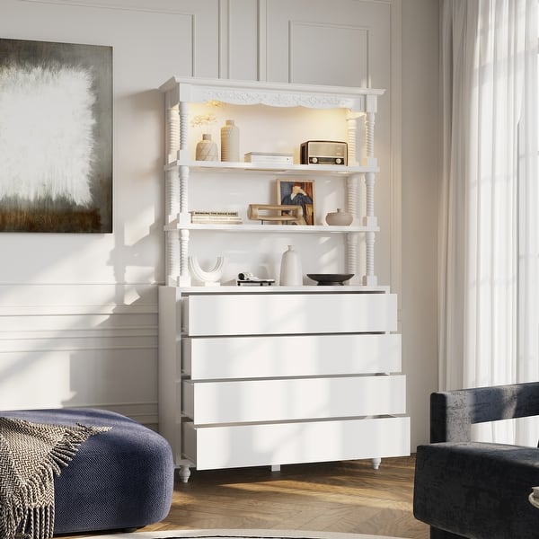 dresser with shelves Traditional Tower Chest of Drawers Rustic this cabinet offers ample storage with a clean Munire Chesapeake Hutch in White