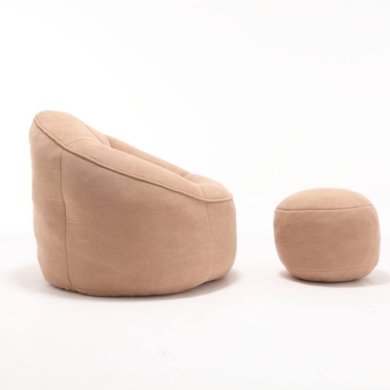 Compressed Foam Bean Bag Chair with Footrest - Plush Lounger for Modern Living Spaces
