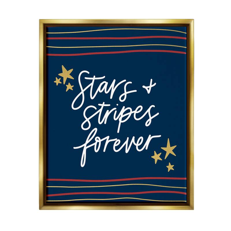 Stupell Stars Stripes Forever Americana Independence Day Floater Frame, Design by Amanda Houston - 24 x 30 - Gold