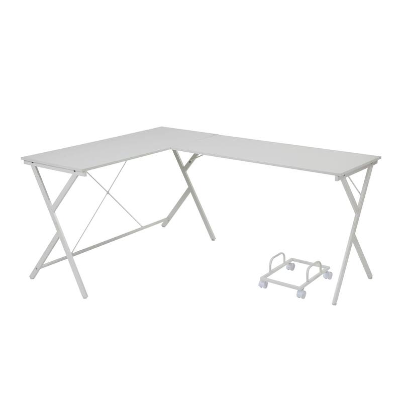 62" White L Shape Computer Desk
