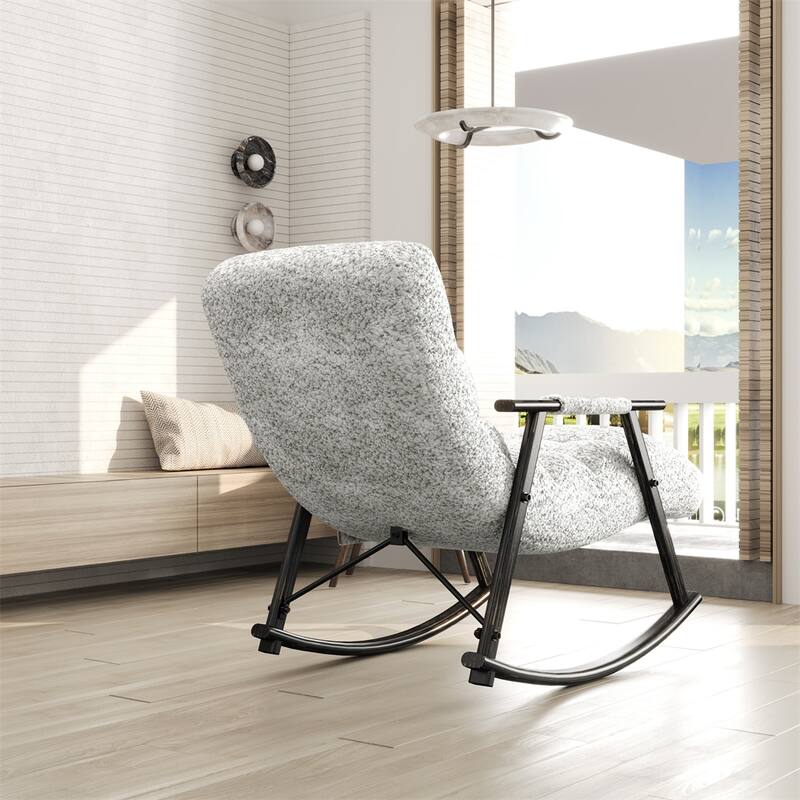 Folding Rocking Upholstered Chair with Adjustable Back and Footrest