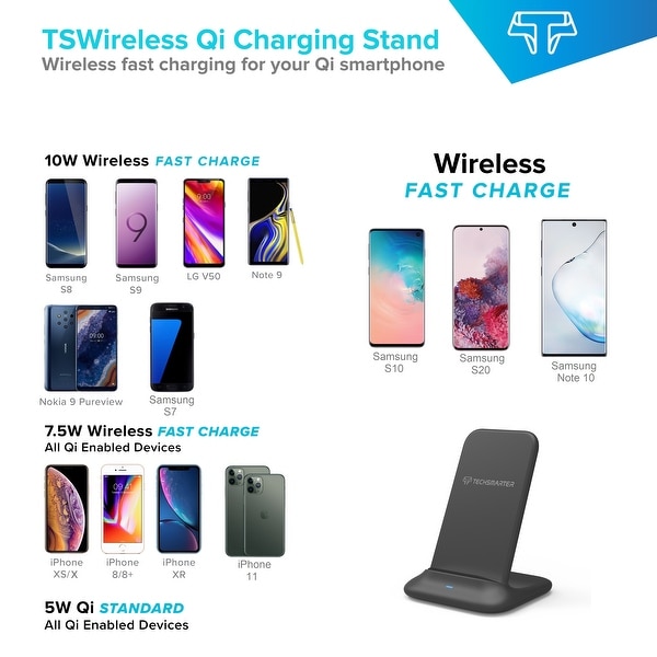 Shop Techsmarter Fast Charging Wireless Charger Stand Dock Shop Techsmarter Fast Charging Wireless Charger Stand Dock