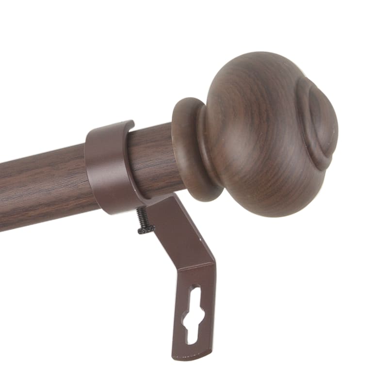 InStyleDesign Coiled 1 inch Faux Wood Curtain Rod - 160 to 240 inches - Dark Walnut